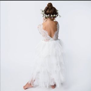 White lace flower girl 1st communion dress